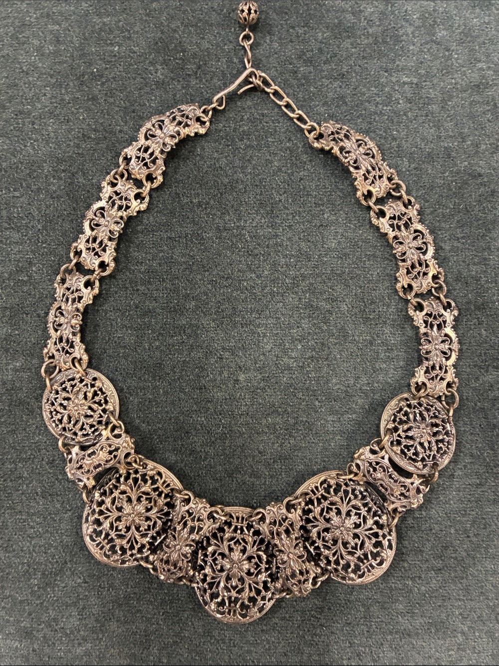Napier silver-tone filigree bib necklace - Picture 1 of 5